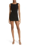 Norma Kamali Pickleball Ruched Stretch-jersey Mini Dress In Black