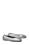 Tory Burch Claire Metallic Medallion Ballerina Flats In Silver