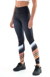 P.e Nation Womens Black Wave Form Gradient-trim Stretch-recycled Polyester Leggings In Black