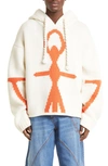 Jw Anderson Anchor Logo-detail Hoodie In White/ Orange