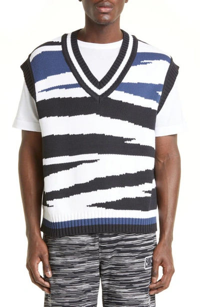 Missoni Stripe Jacquard Cotton Blend Sweater Vest In Blue