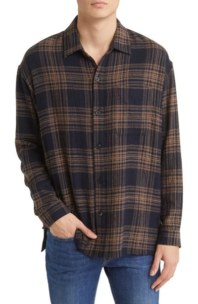Frame Relaxed Long Sleeve Shirt In Brown