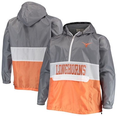 Profile Fanatics Branded Gray/texas Orange Texas Longhorns Big & Tall Water-resistant Half-zip Hoodie