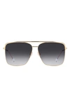 Isabel Marant Wild Metal 62mm Gradient Oversize Rectangular Sunglasses In Rose Gold/ Grey Shaded