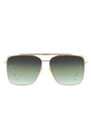 Isabel Marant Wild Metal 62mm Gradient Oversize Rectangular Sunglasses In Rose Gold/ Grey Green