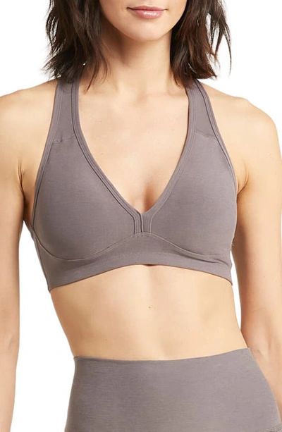 Beyond Yoga Lift Your Spirits Sports Bra In Woodland Heather