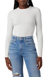 Hudson Back Keyhole Cutout Organic Cotton Blend Rib Sweater In Laser White