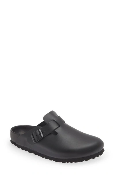 Birkenstock Boston Leather Backless Loafers In Black