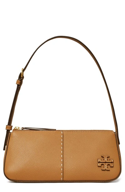 Tory Burch Mcgraw Pebble Leather Wedge Shoulder Bag In Tiramisu