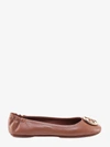 Tory Burch Ballet Flats Minnie Leather Brown Tan In Beige