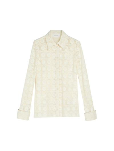 Sportmax Sava Floral Lace Fitted Shirt In Nude & Neutrals