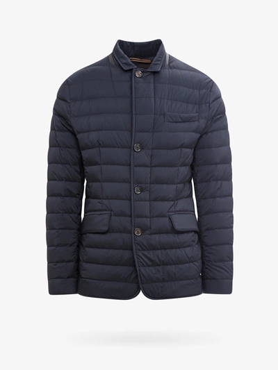 Moorer Front Button Down Jacket In Blue