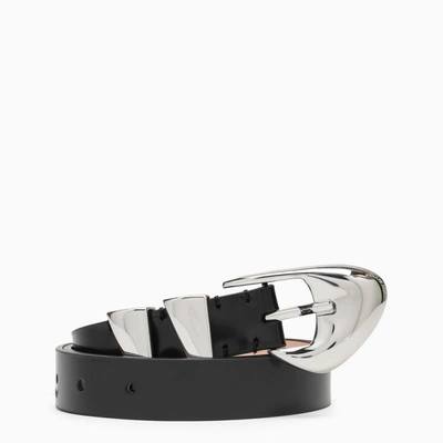 By Far Moore Semi-patent Leather Belt In Black