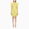 Alessandra Rich Violet Cutout Ruffled Floral-print Silk-georgette Mini Dress In Yellow