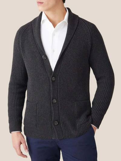 Luca Faloni Charcoal Grey Chunky Knit Cashmere Cardigan In Dark Grey