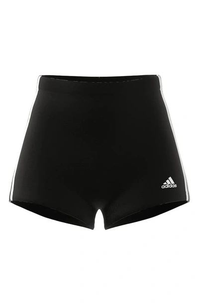 Adidas Originals Adidas Essentials Plus Size 3-stripes High-waisted Shorts In Black/ White