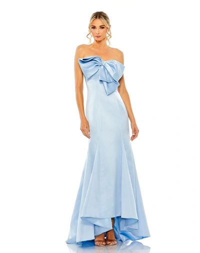 Ieena For Mac Duggal Strapless Bow Mermaid Gown In Powder Blue