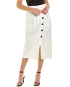 Carolina Herrera Buttoned Stretch-cotton Midi Skirt In White