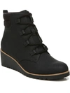 LIFESTRIDE ZONE WOMENS LEATHER ANKLE WEDGE BOOTS
