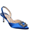 Manolo Blahnik Hangisli 70 Satin Slingback Pump In Blue