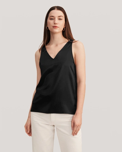 Lilysilk Women's V-neck Sleeveless Silk Tank Top In Black