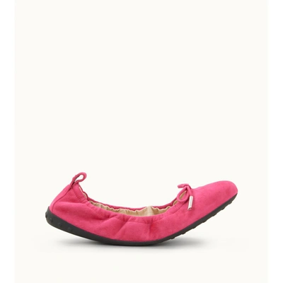 Tod's Tods Gommino Suede Ballerina Flat In Pink