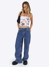 The Ragged Priest Wide Leg Low Rise Jean In Mid Blue In Blue