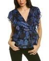 Ted Baker Rowyn Printed Ruffled Blouse In Blue