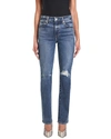 Le Jean Women's Isla Crystal High-rise Distressed Straight-leg Jeans In Blue