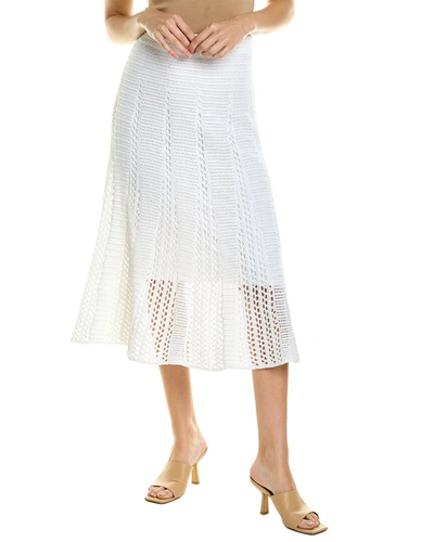 Vince Godet Crochet Midi Skirt In White