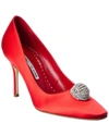 Manolo Blahnik Elbolita 90 Satin Pump In Brown