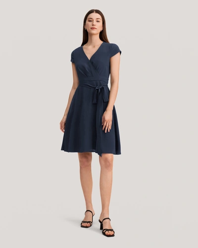 Lilysilk Figure Flattering Silk Wrap Dress In Blue