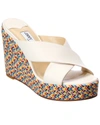Jimmy Choo Dovina 100 Leather Wedge Sandal In White