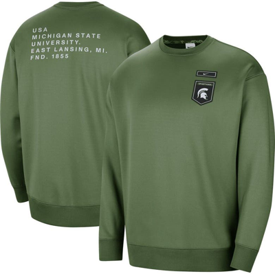 Nike Olive Michigan State Spartans Military Collection All-time Performance Crew Pullover Sweatshirt