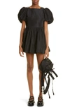 Simone Rocha Puff Sleeve Slider Strap Minidress In Black