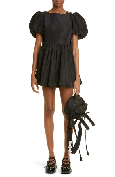Simone Rocha Puff Sleeve Slider Strap Minidress In Black