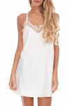 FLORA NIKROOZ FLORA NIKROOZ GABBY LACE TRIM SATIN CHARMEUSE CHEMISE