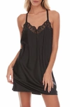 FLORA NIKROOZ GABBY LACE TRIM SATIN CHARMEUSE CHEMISE