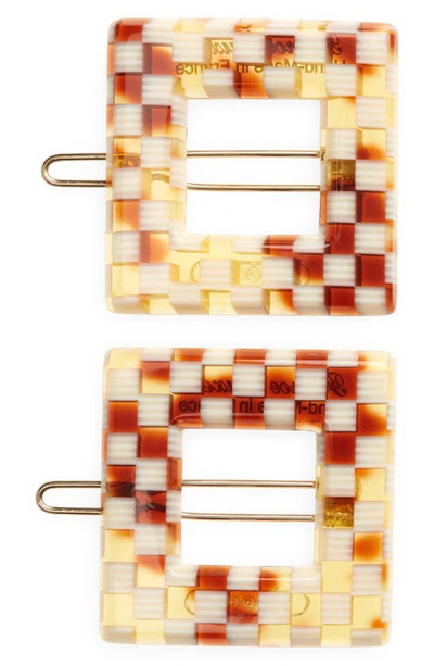 France Luxe Cutout Jaw Hair Clip In Damier