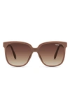 Quay Wide Awake 54mm Gradient Square Sunglasses In Oat/ Brown