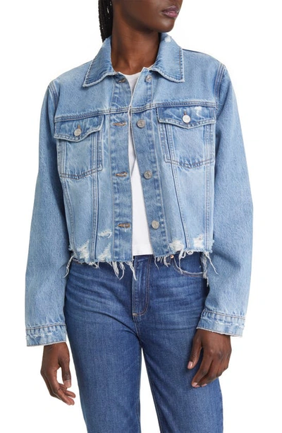 FRAME FRAME RIPPED DISTRESSED DENIM TRUCKER JACKET