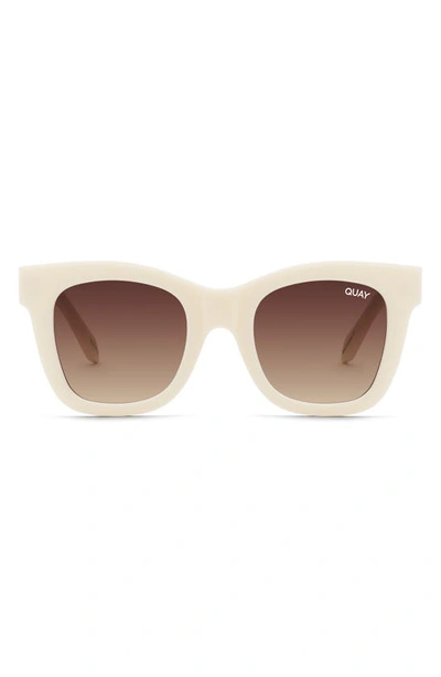 Quay After Hours Luxe 52mm Polarized Square Sunglasses In Ivory/ Brown