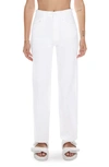 Mother The Hustler Patch Pocket Raw Hem High Waist Ankle Flare Jeans In White