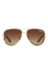 Quay All In 49mm Mini Aviator Polarized Gradient Sunglasses In Tort Gold/ Brown Polarized