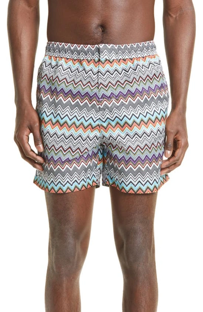 Missoni Multicolor Stripes Swim Shorts In Multicolor Grey V