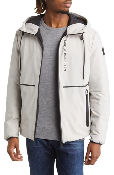Moose Knuckles Grayton Logo-print Zip-fastening Jacket In Milky Way