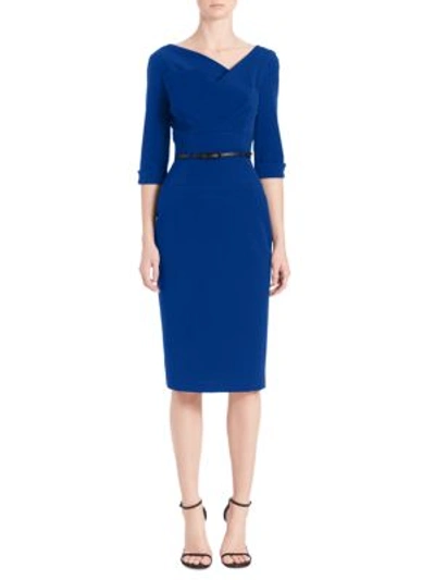 Black Halo Jackie O Three-quarter Sleeve Dress In Cobalt