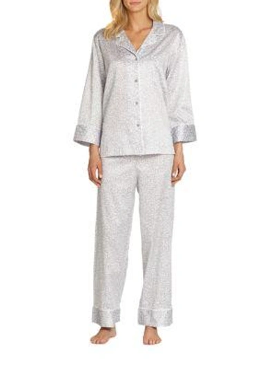 Natori Leopard-print Poplin Pajama Set, Gray Leopard In Grey