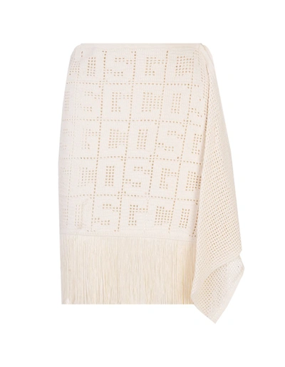 Gcds Crochet-monogram Mini Skirt In Off White