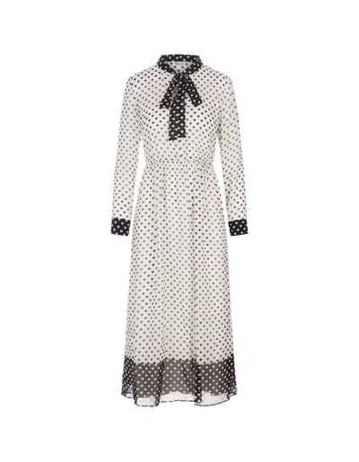 Red Valentino Pussy-bow Heart-print Midi Dress In White